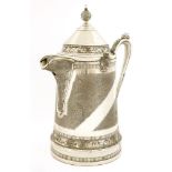 An American silver-plated chocolate pot by Reed & Barton,having an hinged lid, cast and engraved
