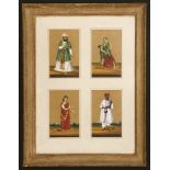 Ten South Indian paintings on mica,mid-19th century, representing servants,12 x 8cm and 11.5 x 7cm,