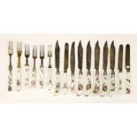 Continental porcelain cutlery handles,possibly including Meissen, Berlin and French factories,a