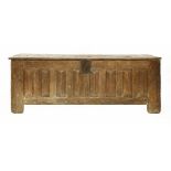 A French oak chest, mid to late 15th century, of large proportions,