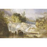 William Andrews Nesfield OWS (1793-1881)A WATERFALL IN THE HIGHLANDSWatercolour and bodycolour on