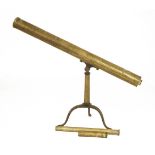 A brass table telescope,mid 19th century, by 'Newbold, Ryde, Isle of Wight', 7.5cm diameter tube96cm