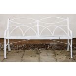 A wrought iron garden bench,178cm wide