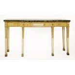 A console table, the breakfront faux marble top over an Adam-style painted stand, 158cm wide 51.