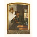 A Dutch tobacconists' shop sign, early 19th century, painted with a man with a clay pipe, 66cm