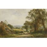 Henry John Kinnaird (fl.1880-1920)'A SUSSEX LANE'Signed and inscribed with title, watercolour and