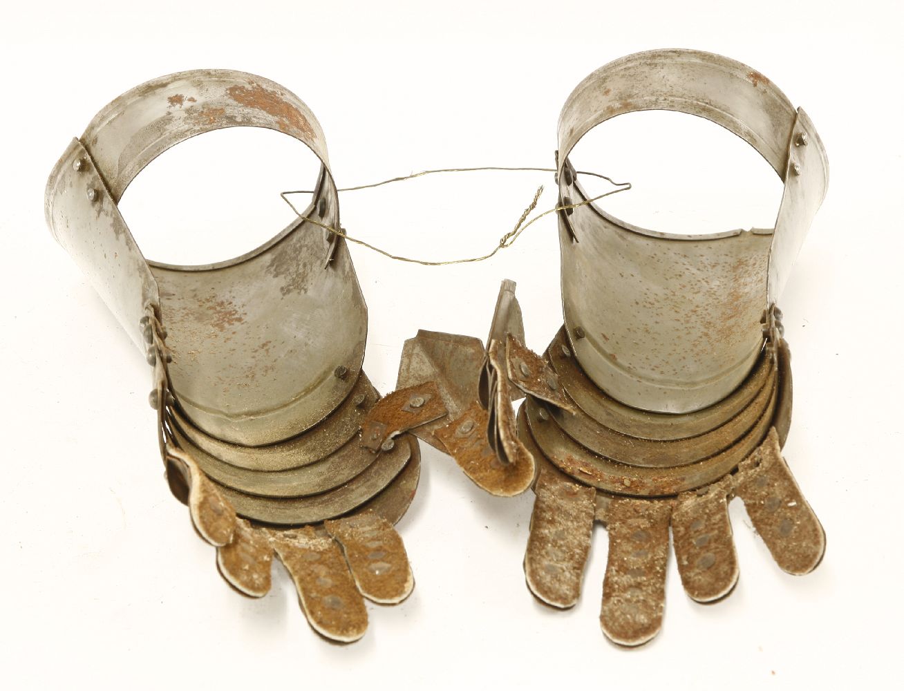 A pair of armour gauntlets, with articulated fingers,37cm long (2) - Image 2 of 2