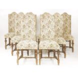 A set of eight Carolean-style dining chairs, by Stuart Interiors, with upholstered backs and