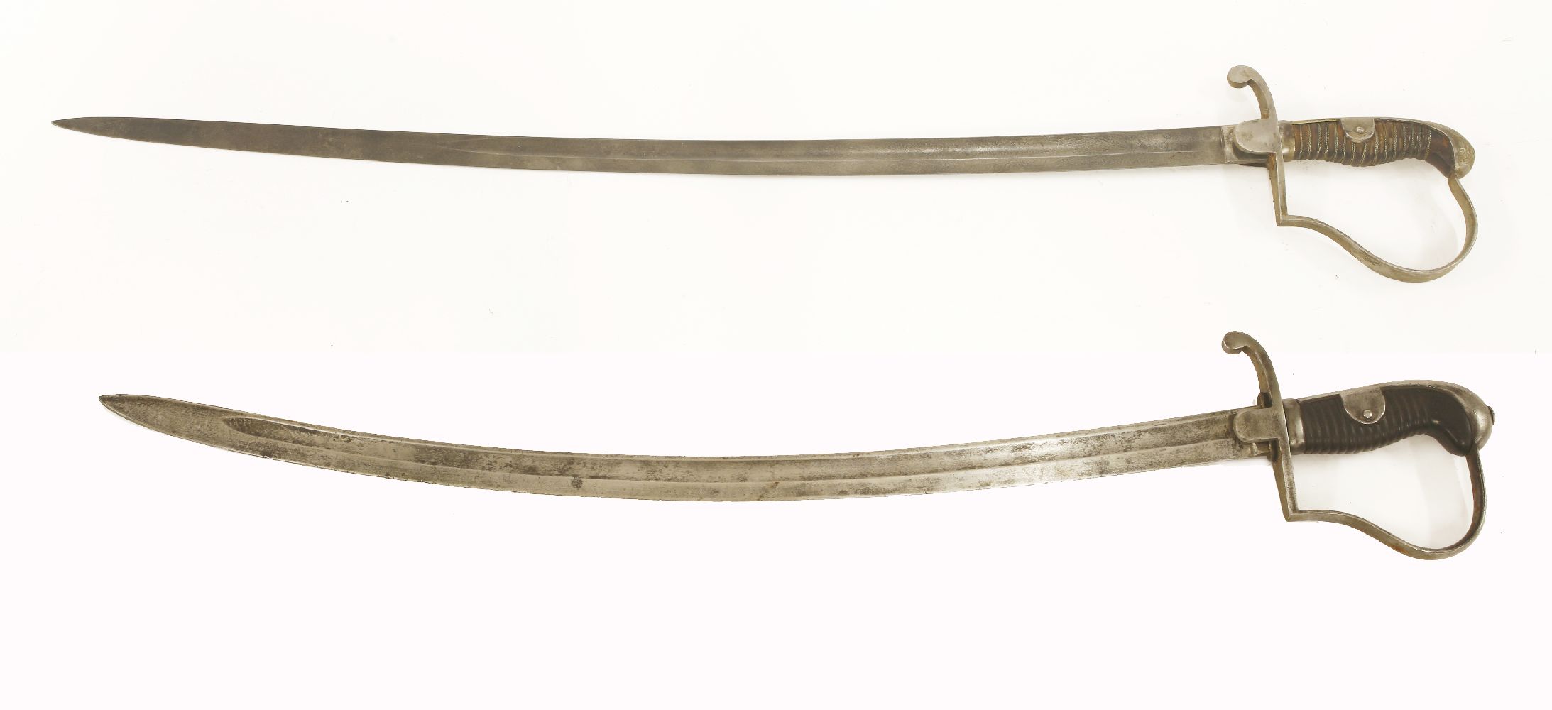 Two British cavalry swords,1796 pattern, with stirrup hilts, one with scabbard, one stamped ‘ - Image 2 of 5