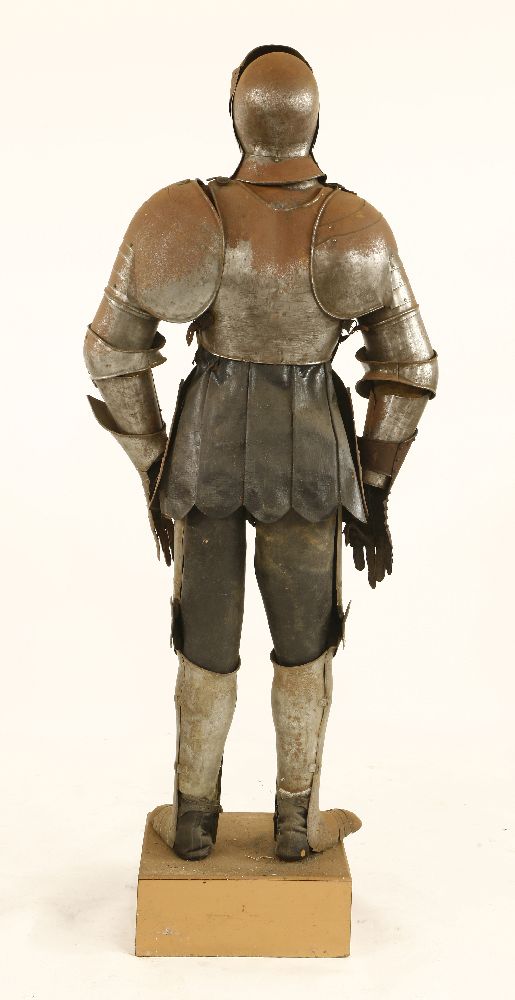 An engraved suit of armour,late 19th/early20th century, on a wooden stand,170cm high overall - Image 2 of 5