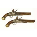 A brace of flintlock dragoon pistols,by Wood, the lockplates engraved with the maker's name,40cm