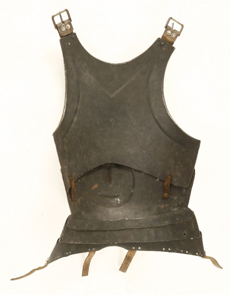 A Milanese breastplate,late 15th century, with prominent human mask to centre and two stamped - Image 3 of 5
