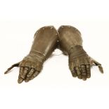 A pair of armour gauntlets, 19th century, with articulated fingers,35cm long (2)