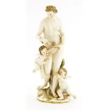 A Meissen group of Venus with two cherubs,late 19th century, with crossed swords mark in