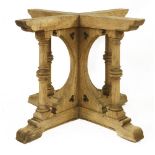 A Gothic Revival oak table base, 19th century, in the manner of Pugin, of 'X' frame construction