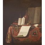 The Pseudo Roestraten (Dutch, late 17th century)STILL LIFE WITH BOOKS, A POCKET WATCH, A JUG AND A