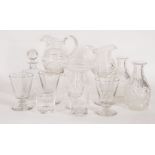 A collection of glassware,comprising a modern 'North Mymms Park' square decanter and stopper and a