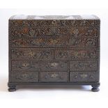 A George I studded leather muniment or travelling chest,early 18th century, the hinged, domed top