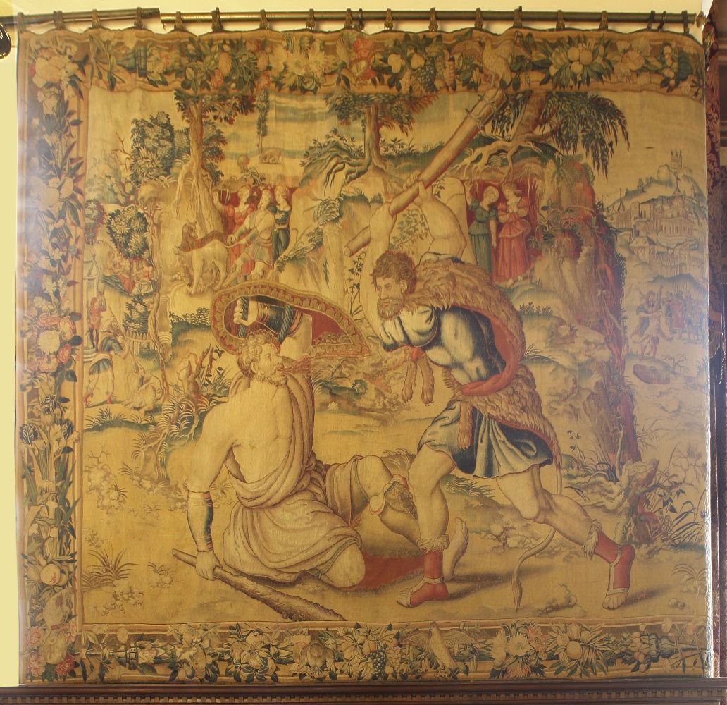 A Brussels mythological tapestry,The Labours of Hercules ( 2): Hercules and Cacus, probably mid-16th