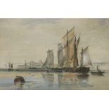 Richard Principal Leitch (1827-1882)FISHING BOATS OFF MARGATEWatercolour heightened with white21.5 x