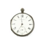 A silver open faced pocket watch, white enamel dial marked Edwin Flinn, Allesley Road and London,