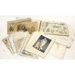 A large collection of etchings, to include book plates, Vanity Spy Prints, some hand coloured