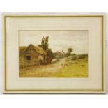 Thomas Pyne LANDSCAPE FARMYARD SCENE watercolour, 1892, signed l.r., framed image, 23cm x 34.5cm,