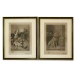 A pair of Walter Cox dog study etchings, blind stamped lower left, both pencil signed lower right,