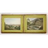 W F Schlotterbeck (Swiss, 19th century)VIEW OF A TOWN;FIGURES ON A BRIDGETwo aquatints24 x 34cm
