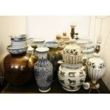 A large quantity of various decorative ceramics, to include a transfer printed jug, decorated all