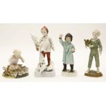 A Royal Worcester F G Doughty porcelain figure,'February', No. 3453 (a/f), together with 'November',