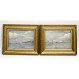 A pair of seascapes oil on board 9.5 x 14.5cm