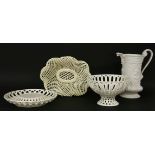 A pottery dairy bowl, a Stoneware bowl by A & J Young, Norfolk and a salt glazed urn, other
