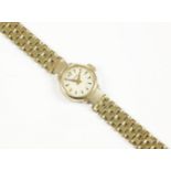 A ladies 9ct gold Nivada bracelet watch, glass deficient