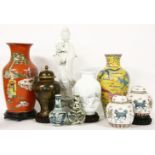 A collection of Chinese miscellaneous, 20th century, comprising: a blanc de Chine Guanyin, a