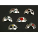 Six assorted silver brooches, signed P Malysz, to include six silver crescent shaped examples with