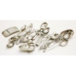 A collection of various hallmarked silver teaspoons and other similar, approximately 10 troy ounces