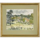 John Mead, 20th centuryRURAL TOWN LANDSCAPESigned lower right, 37 x 48 cmInk and watercolour