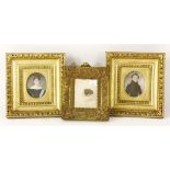 A pair of Austrian oval watercolour portrait miniatures on ivory, and another, in gilt frames20 x