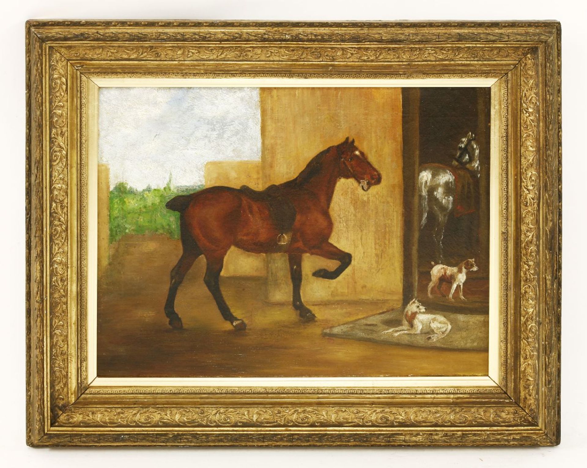 English School, 19th centuryHORSES WITH DOGSOil on canvas36 x 46.5cm - Image 2 of 3