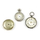 Three small watches, one by Piaget, Geneve, 18ct gold, the other two 0.935 silver, one with