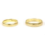 Two 22ct gold wedding rings, Birmingham 1960, 3.85g2.88g