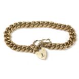 A 9ct gold hollow curb link bracelet with padlock, Birmingham 1900 WGM, 13.40g