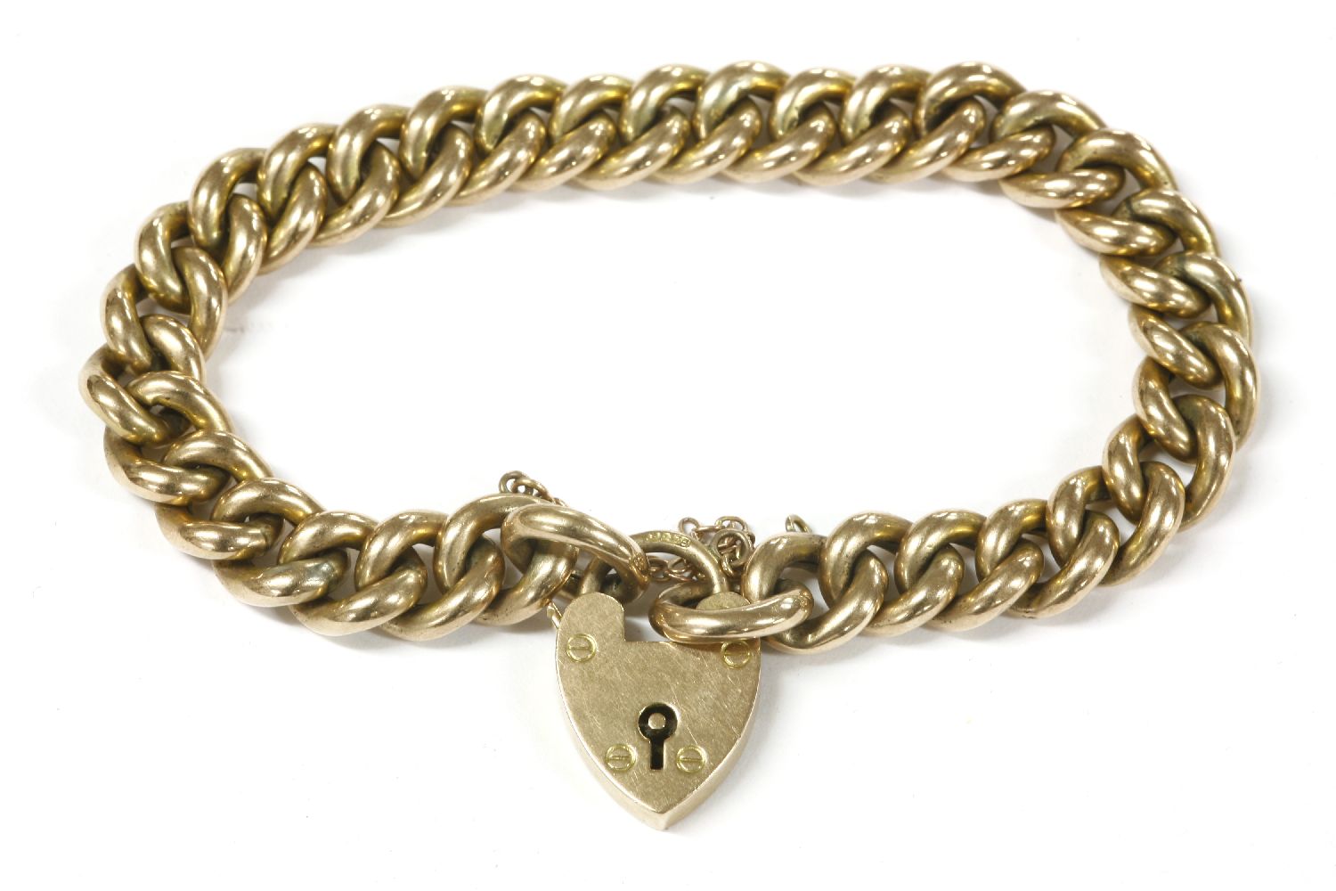A 9ct gold Deakon & Francis hollow curb link bracelet with padlock, hallmarked padlock Birmingham - Image 2 of 2