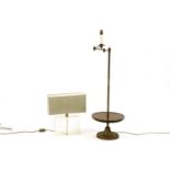 An Italian table lamp, with a rectangular frosted glass base and shade, 46cm high overall and a