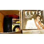 A large collection of records, to include Elvis and Diana Ross examples