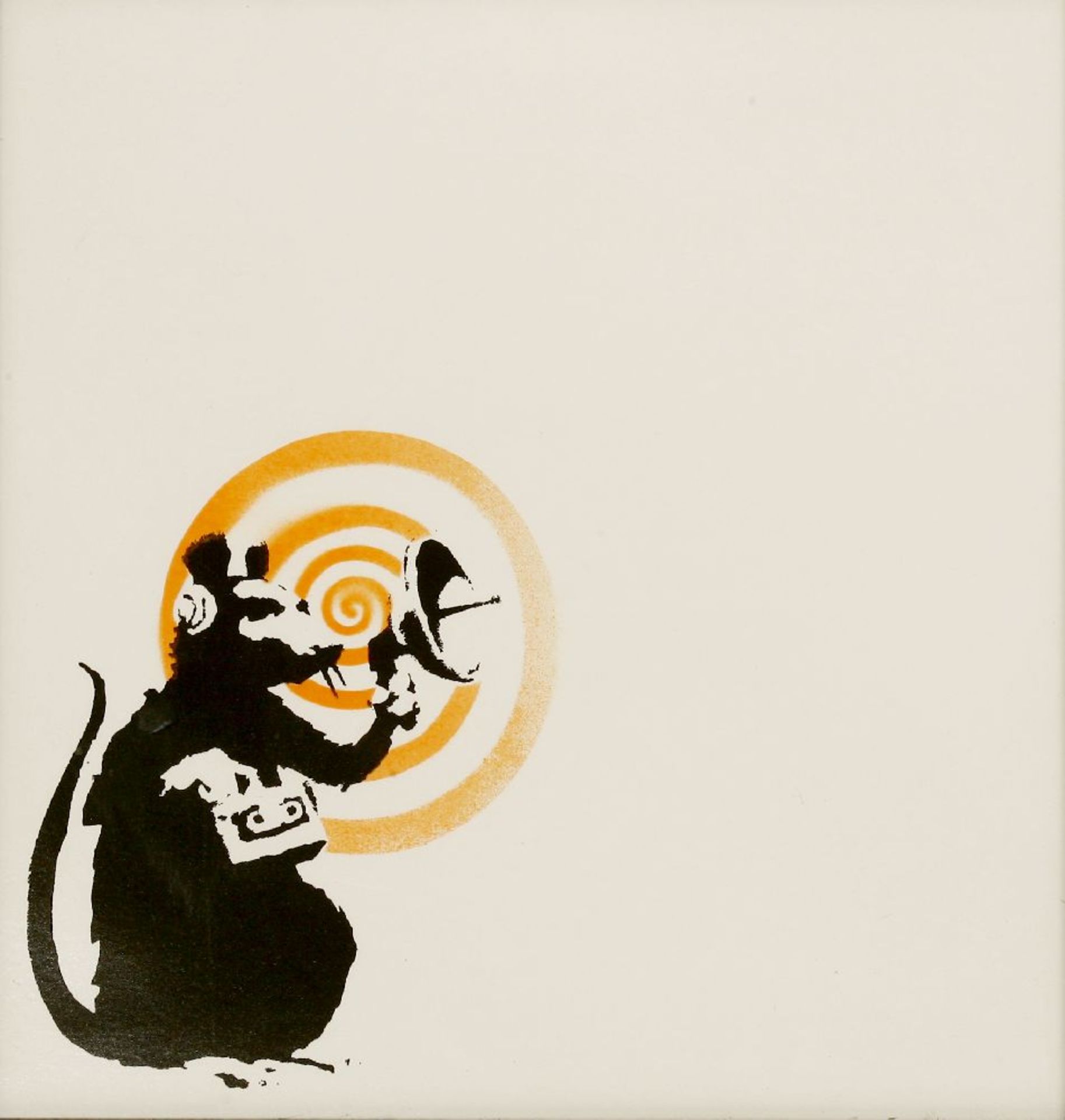 *After Banksy (British, b.1974)RADAR RAT VINYL (ORANGE/WHITE)Screenprint in colours, 2008, a