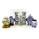 A collection of Chinese ceramics, early to late 20th century, comprising: a pair of blue and white