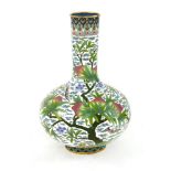 A Chinese cloisonné vase, 20th century, of globular form and straight neck, decorated with