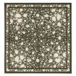 A Chinese embroidered square, early 20th century, the black ground attractively worked in white silk